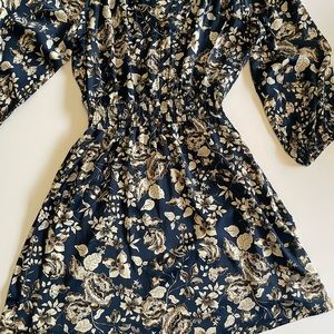 Dress blue silky with white